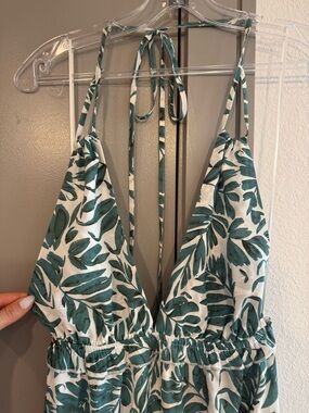Women’s palm leaf halter maxi dress